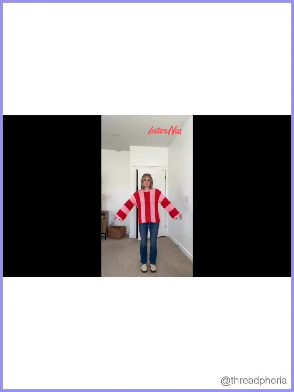 Womens Striped Bell Sleeve Pullover Sweater Loose Color Block Crew Neck Knit